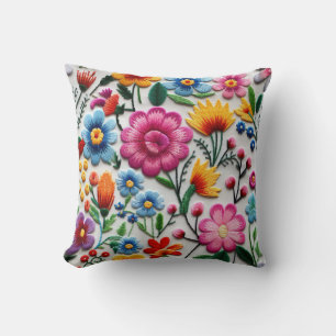 Flores de colores en las almohadas decorativas mex
