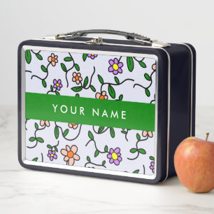 Flores de colores, fondo azul, verde