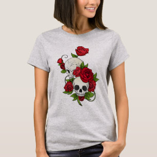 Flores de cráneo de camiseta