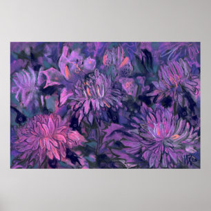 Flores de crisantemo Abstracto de Violeta de Arte