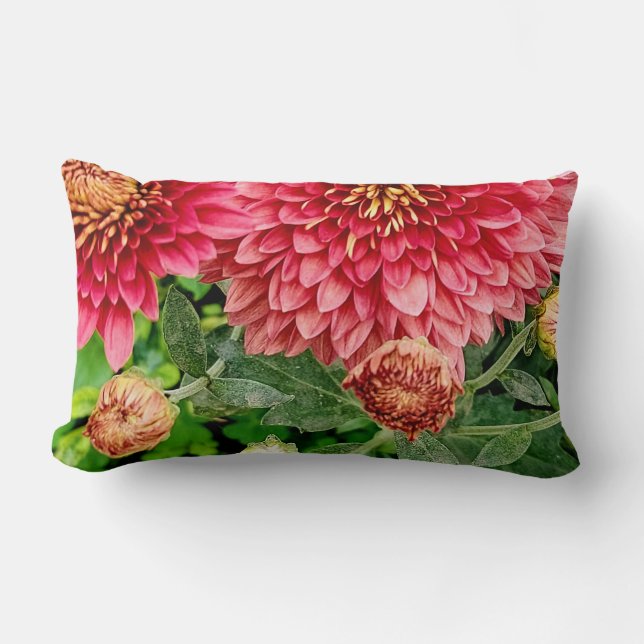 Flores de crisantemo suave y brillante almohada (Anverso)