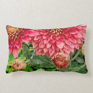 Flores de crisantemo suave y brillante almohada