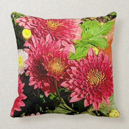 Flores de crisantemo suave y brillante almohada