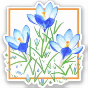 Flores de Crocus Azul y Blanco Pegatinas Cortadas 