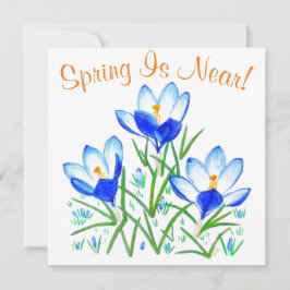Flores de Crocus en Tarjeta Plana Blanca