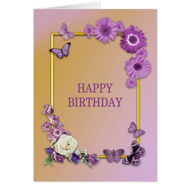 Flores de cumpleaños y mariposas de mamá (Frente)