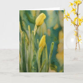 Flores de Daffodil Amarillo en Tarjeta de Nota de 