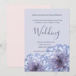 Flores de Dahlia invitación a la boda rosa azul li