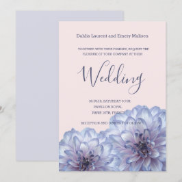 Flores de Dahlia invitación a la boda rosa azul li