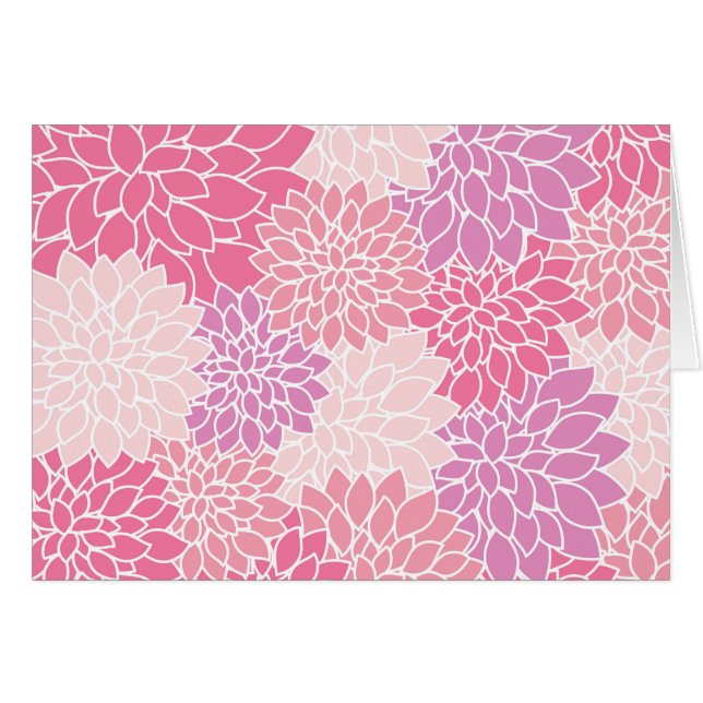 Flores De Dahlia, Patrón De Flores, Dahlia Rosa (Anverso (Horizontal))