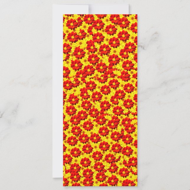 Flores de dalia rojas y amarillas (Anverso)