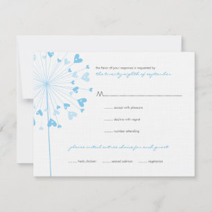 Flores de Dandelion azules tarjeta RSVP de amor de