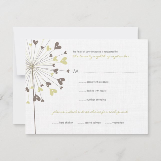 Flores de Dandelion marrón Amo Boda Tarjeta RSVP (Anverso)