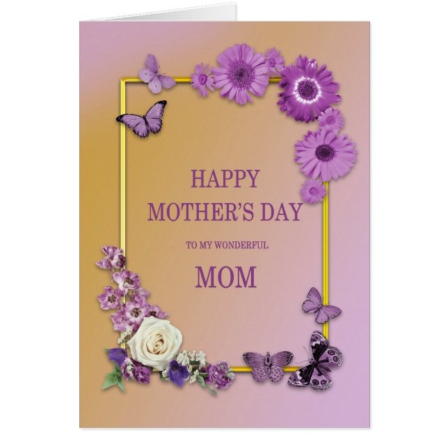Flores de Día de la Madre y mariposas de mamá (Frente)
