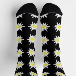Flores de Doodle Edelweiss Calcetines de la tripul