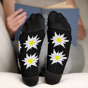 Flores de Doodle Edelweiss Calcetines de la tripul