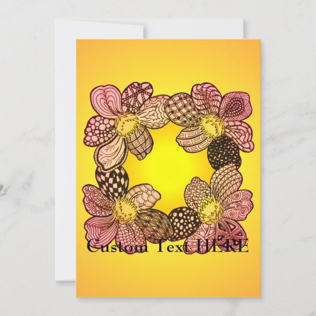 Flores de Doodle en yegua, Naranja y oro (Anverso)