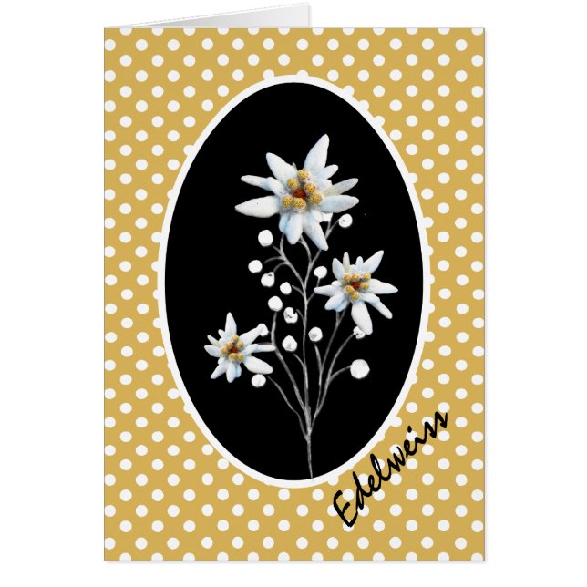 Flores de edelweiss sobre puntos de polka amarillo (Frente)