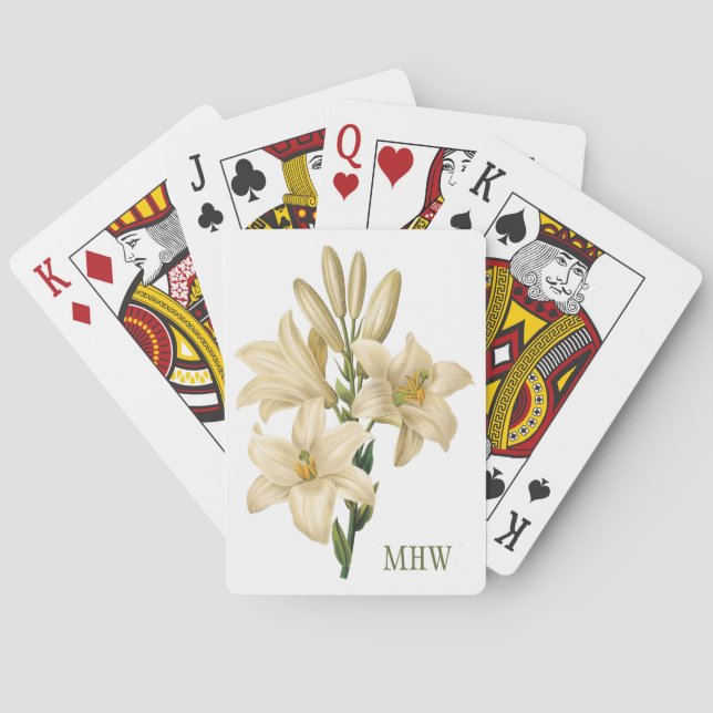 Flores de época personalizado monograma cartas de  (Reverso)