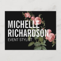 Flores de época texto negrita en postal negra