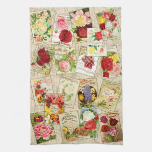 Flores de época toallas de cocina
