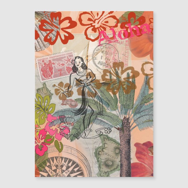 Flores de época tropical hawaiana colorida hula (Anverso)