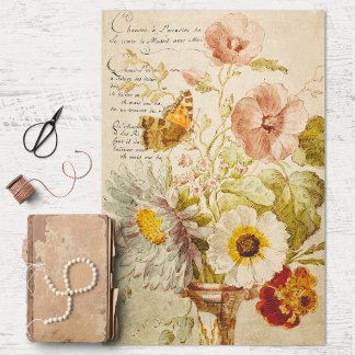 Flores de época y papel de tejido de descomposició