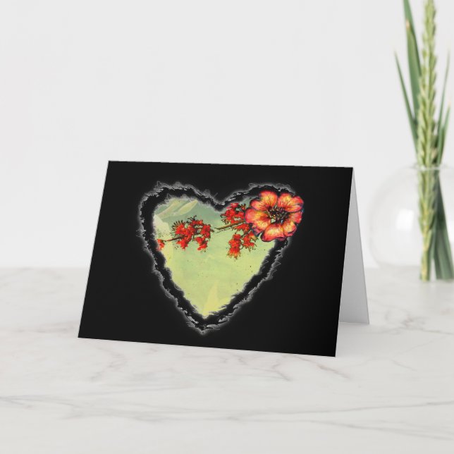 Flores de escarlata tarjeta de amor de San Valentí (Anverso)