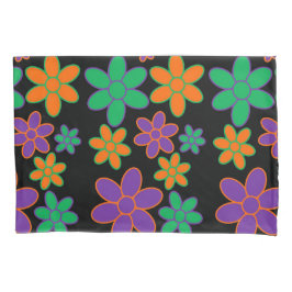 Flores de estilo años 70 en un Funda de almohadas