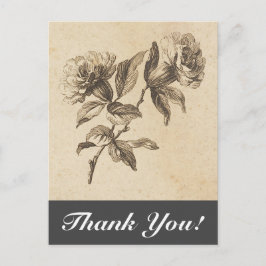 Flores de estilo vintage + "¡Gracias!" Postal