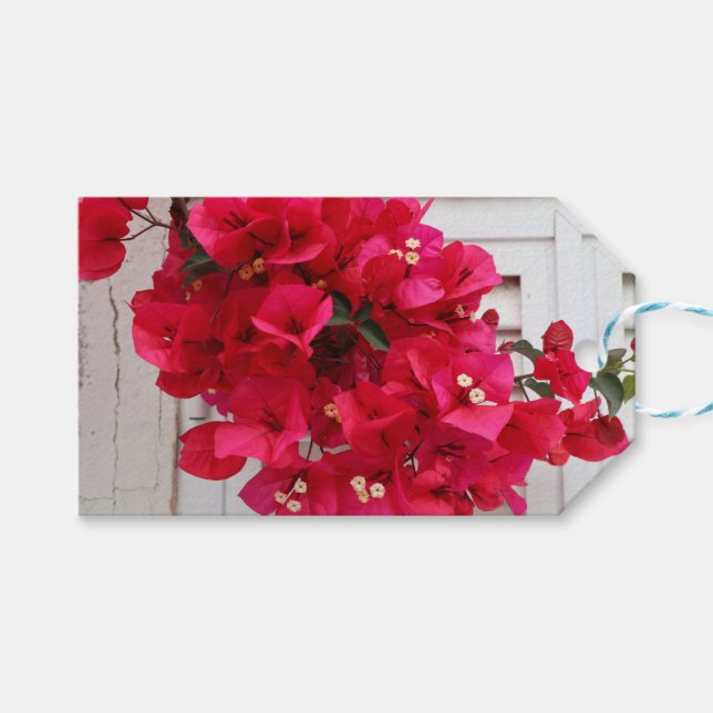 flores de etiqueta de regalo rosadas (Frente (Horizontal))