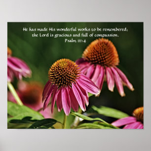Flores de Faith Psalm 11:4 Poster de arte