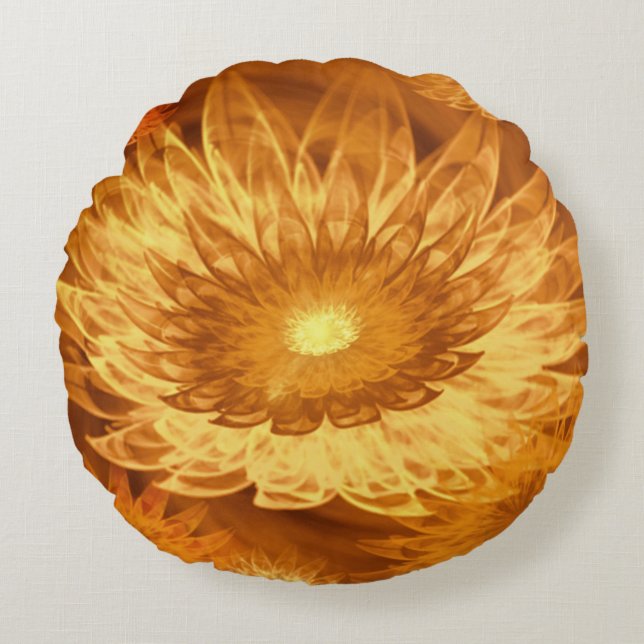 Flores de fantasía de almohada redonda Amarillo (Anverso)