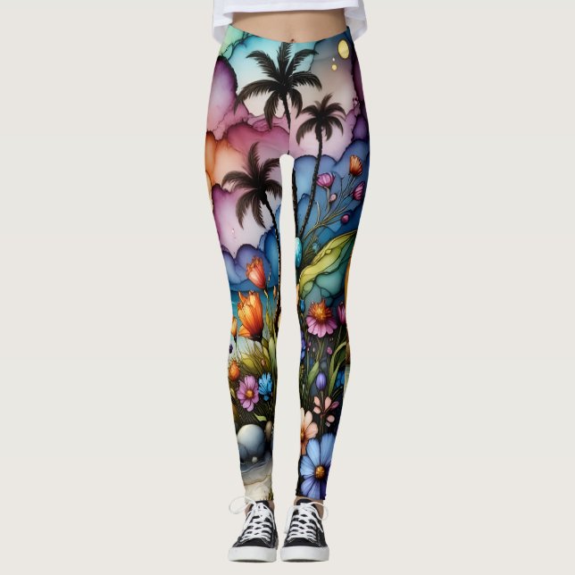 Flores de fantasía Leggings (Anverso)