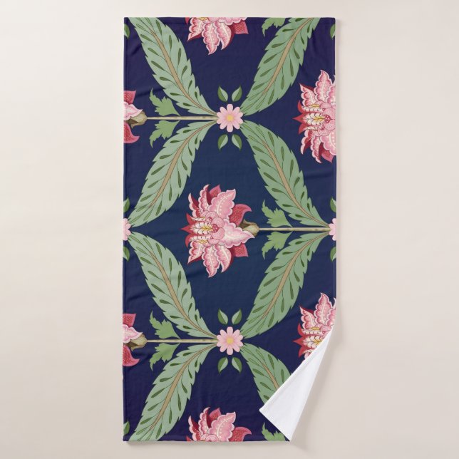 Flores de fantasía: motivos indios oscuros (Toalla de baño)