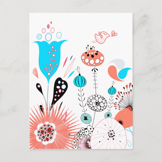 Flores de fantasía y postal Birdie (Anverso)