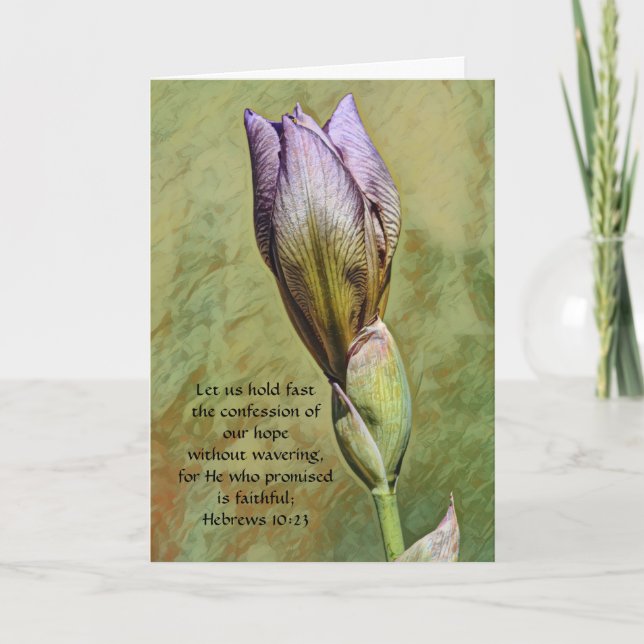 Flores de fe Tarjeta de promesa Iris Bud (Anverso)
