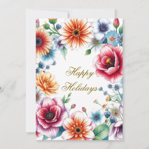 Flores de Felices Fiestas Acuarela Feliz Navidad