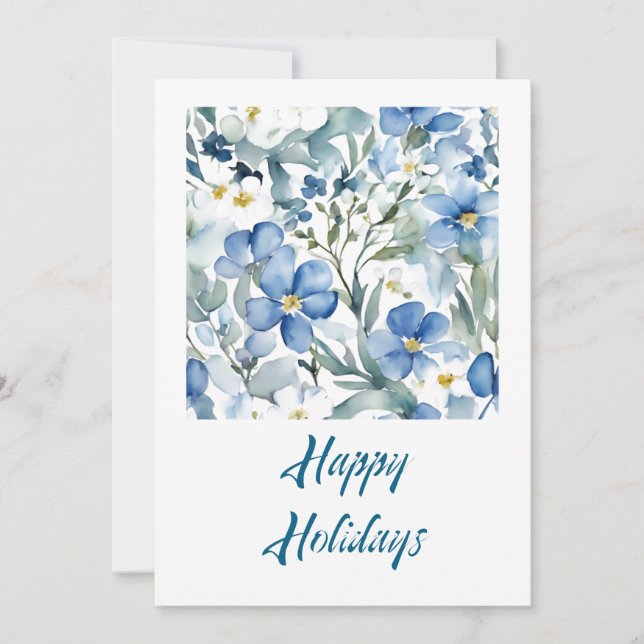 Flores de Felices Fiestas Acuarela Feliz Navidad (Anverso)