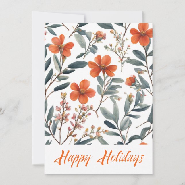 Flores de Felices Fiestas Acuarela Navidad Feliz (Anverso)