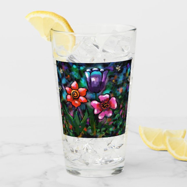 Flores de flores extrañas púrpuras y azules extrav (Anverso (hielo))