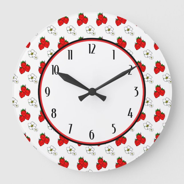 Flores de fresa Reloj de pared de cocina retro (Anverso)