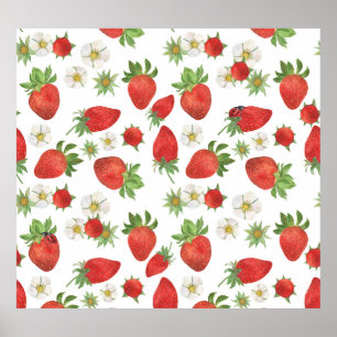 Flores de fresas: acuarela de arte sin foco