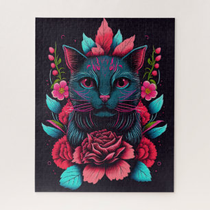 FLORES DE GATO NEGRO FLORES FANTASY JIGSAW PUZZLE