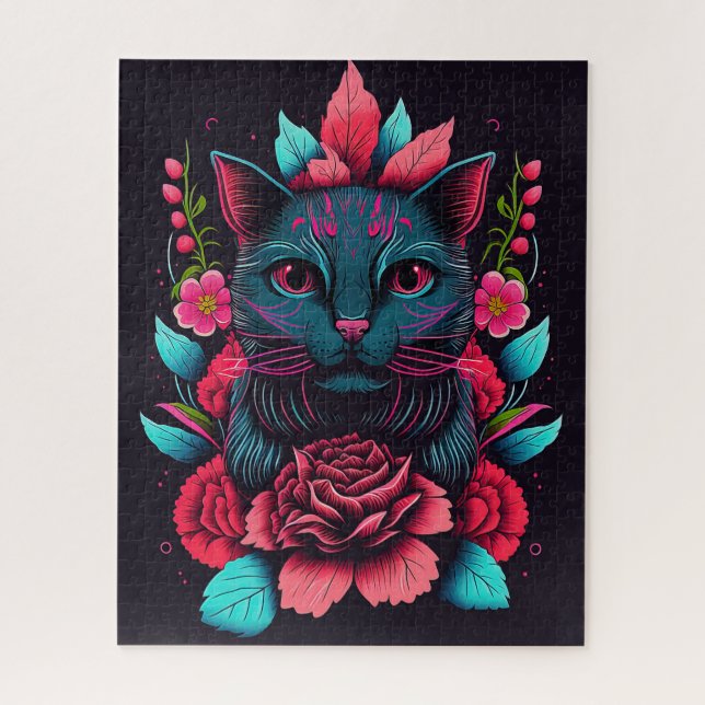 FLORES DE GATO NEGRO FLORES FANTASY JIGSAW PUZZLE (Vertical)