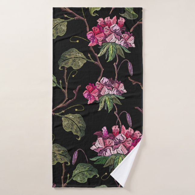 Flores de geranio de bordado patrón sin fisuras (Toalla de baño)