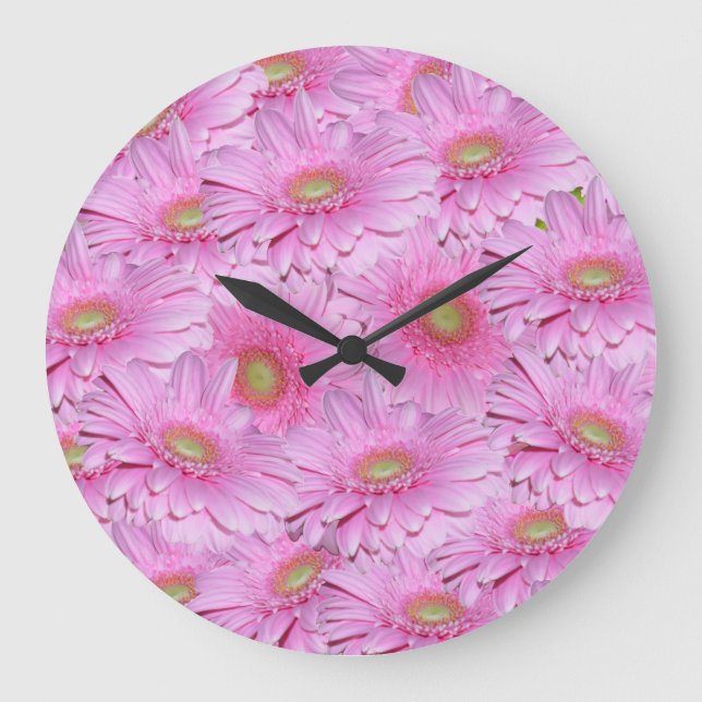 Flores de Gerbera rosa, reloj de pared (Anverso)