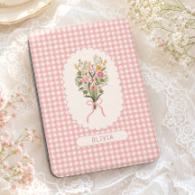 Flores de gingham rosado personalizadas Cottagecor