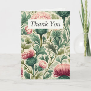 Flores de guiño rosa en la tarjeta de agradecimien