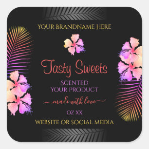 Flores de Hawai coloridas con etiquetas de product